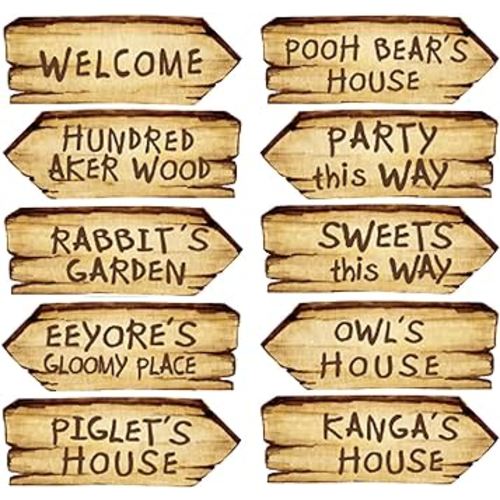 20 Pcs Winnie Arrow Signs Double-Side Directional Sign Adorable pooh baby shower decorations Classic pooh birthday decorations