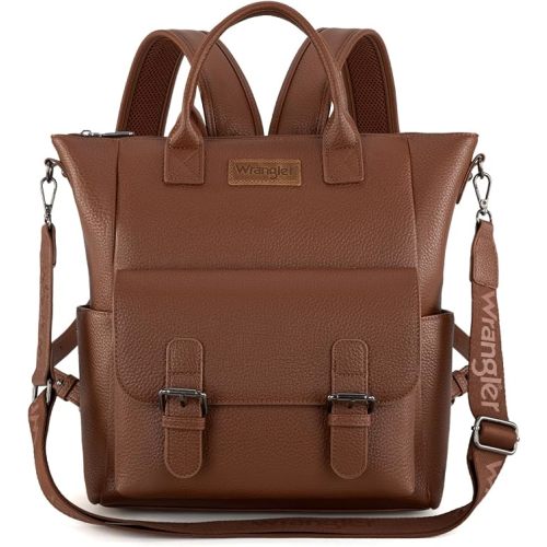 Wrangler Backpack Purse for Women Convertible Shoulder Handbag Travel Brown