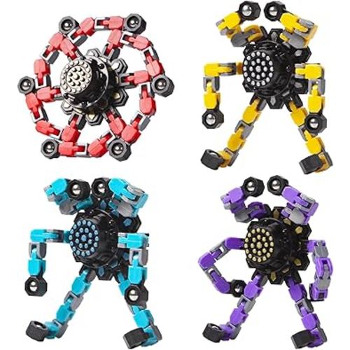 Transformable Fidget Spinners Toys 4 Pcs for Kids and Adults Stress Relief Sensory Toys for Boys and Girls Age 8-13 Fingertip Gyros Easter Basket Stuffers for Teens