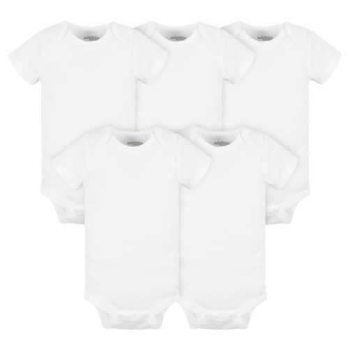 5-Pack Baby Neutral White Short Sleeve Bodysuits
