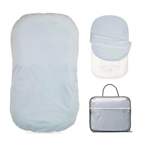 Baby Lounger - Snuggle Cozy Me Infant Lounger for Newborns | Flannel Cover, Breathable Soft, Portable Awake-Time Pad, Essential Baby Gift-Blue