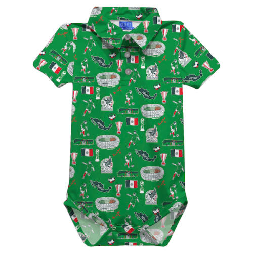 Mexico National Team Vive La Fete Infant Impressions Artwork Polo Bodysuit - Green