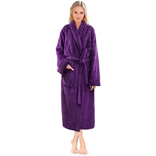 PAVILIA Premium Womens Plush Soft Robe Fluffy, Warm, Fleece Sherpa Shaggy Bathrobe