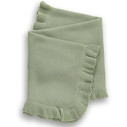 Knit Baby Blanket - 30"x40" Newborn Swaddle - Soft Knitted Blanket (Green)