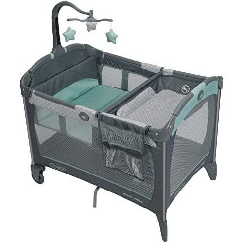 Graco Pack and Play Change 'n Carry Playard | Includes Portable Changing Pad, Manor, 40x28.5x29 Inch (Pack of 1)
