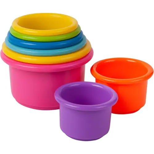The First Years Stack & Count Stacking Cups - Toddler Toys - Learning and Baby Bath Toys for Kids - 8 Count