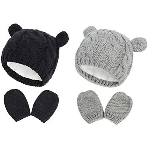 Baby Hat Glove Set Soft Newborn Mittens Baby Girl Boys Knitted Toddler Cap Infant Winter Beanie Mitten Sets