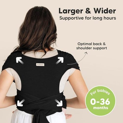 KeaBabies Baby Wrap Carrier Ring Sling - Easy to Wear, Adjustable D-Lite Baby Carrier Newborn to Toddler, Infant Carrying Shirt, Hands Free Bonding, Breathable Fabric Wearing Wrap (Trendy Black)