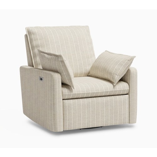 Paxton Pillow Power Recliner Performance Textured Stripe Natural