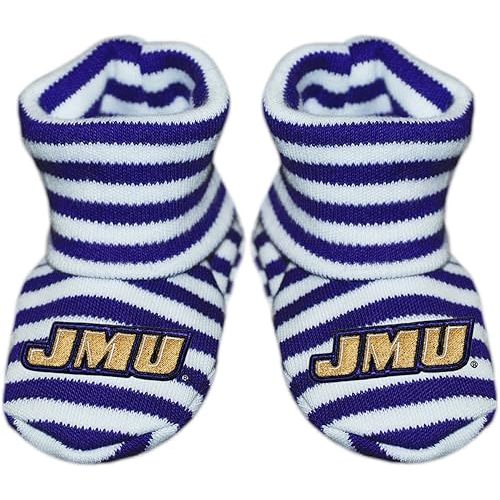 Creative Knitwear James Madison University JMU Newborn Baby Striped Bootie Sock