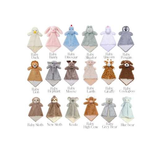 Personalized Animal Baby Lovey: Embroidered Plush Security Blanket
