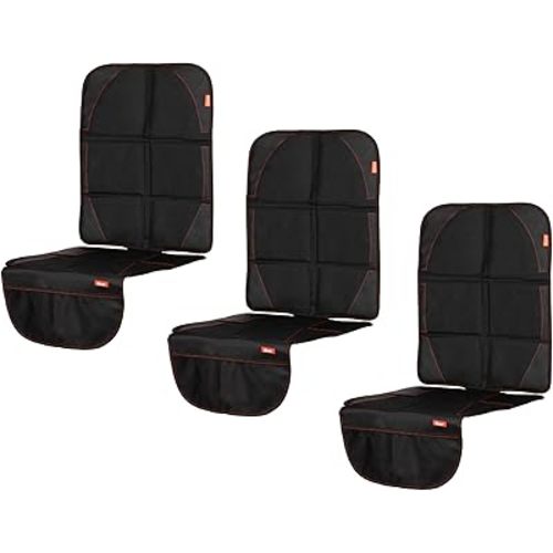 Diono Ultra Mat 3-Pack Complete Back Seat Upholstery Protection from Child Car Seats and Pets, Crash Tested, Premium Ultra Thick Padding, Durable, Water Resistant, Anti-Slip, 3 Mesh Storage Pockets