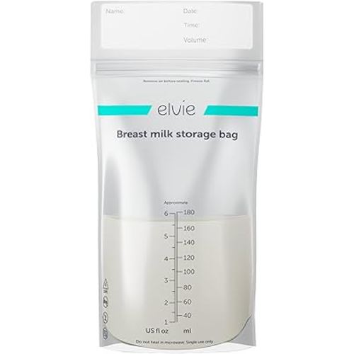 Elvie - Leak-Proof Breastmilk Storage Bags - Freeze and Warm Breast Milk - at Home or On The Go - Hygienic Double-Seal Zipper - Breastfeeding Essentials - 100 Count