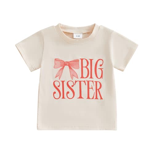 Big Sister Little Sister Matching Outfit Newborn Baby Girl Short Sleeve Romper Toddler Girl T-Shirt Top