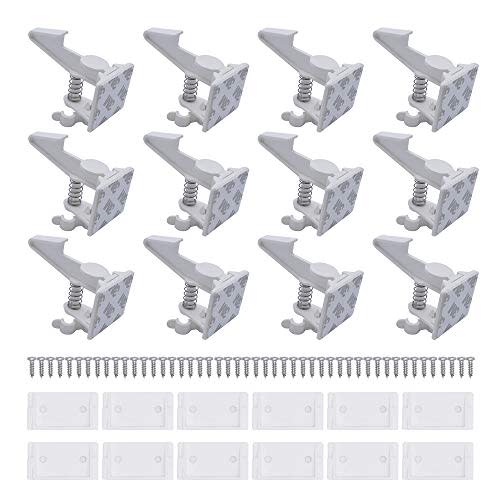 Baby Safety Cabinet Locks 12 Pack White-Grandoto Baby Proofing & Child Safety Cabinets Drawer Locks,DIY Easy to Install,No Tooling, Stronger Safety!