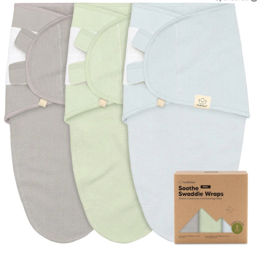 3-Pack Organic Swaddles for Newborns, Baby Sleep Sacks 0-3 Months - Baby Swaddle Wrap, Newborn Wearable Blanket, Infant Sleep Sack for Girls, Boys, Soft & Snug, Large Hook & Loop Closure (Ripple)