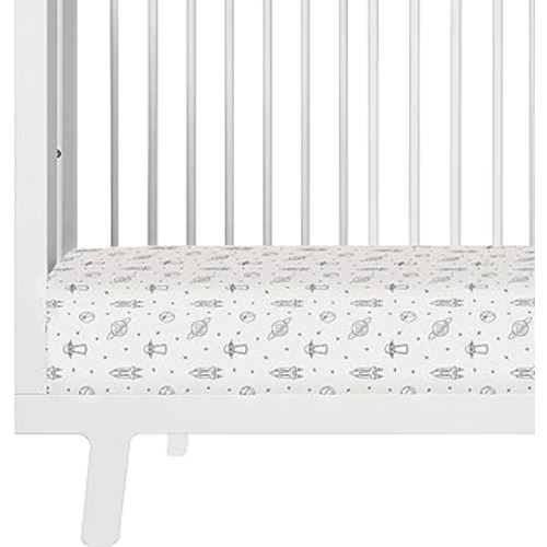 Makemake Organics Organic Crib Sheet GOTS Certified Organic Cotton Crib Sheet Fitted & Pillowcase Buttery Soft Breathable Natural Dyes Baby Toddler (28"x52", Astronaut Blue)