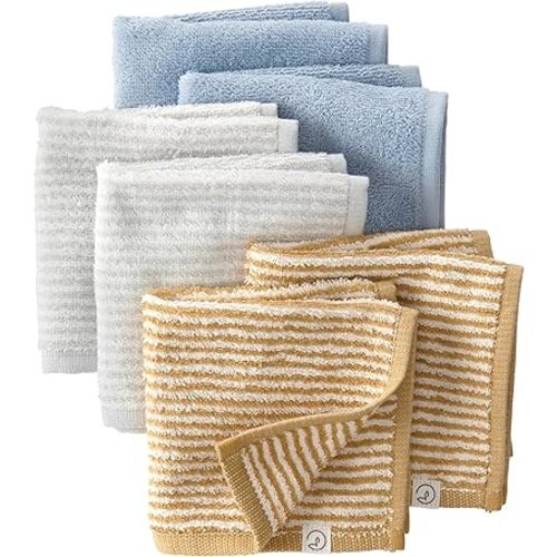 little planet by carter's Baby 6-Pack Organic Cotton Wash Cloths, Blue Multi, OSZ
