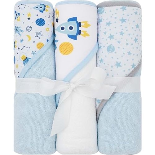 Hooded Baby Towels, Baby Bath Towels, Baby Towels with Hood, Hooded Baby Towel, Toddler Towels, Baby Hooded Towel, 30" x 26", 3PK (Moon Bear)