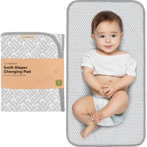 KeaBabies Portable Diaper Changing Pad, Easy Wipe Clean - Foldable Waterproof Baby Changing Mat for Diaper Bag, Compact, Lightweight, Baby Changer Travel Essential,Machine Washable(Gray Mod)