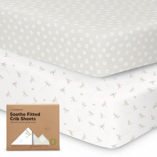 KeaBabies 2-Pack Organic Crib Sheets for Boys, Girls, Jersey Fitted Crib Sheet, Baby Crib Sheets Neutral, Cotton Breathable Crib Sheet, Cute Printed Crib Mattress Sheet, Baby Mattress Sheets (Meadow)