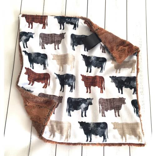 Lovey: Cow Baby Security Blanket, Minky Cuddle Lovey, Farm Minky Lovey, Cows Lovey, Rustic Cows Minky Lovey, Cow Cuddle Lovey, Baby Gift