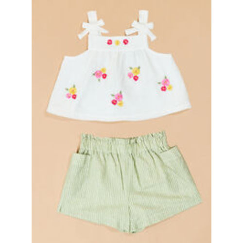 Mabel Baby Floral Tank and Short Set in Off White | Tullabee