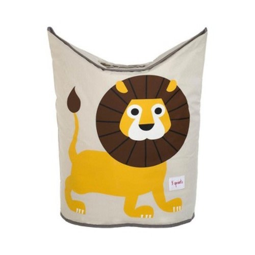 3 Sprouts Durable Portable Baby or Toddler Laundry Hamper Storage Basket Organizer Bin with Handles for Nursery Clothes, Lion