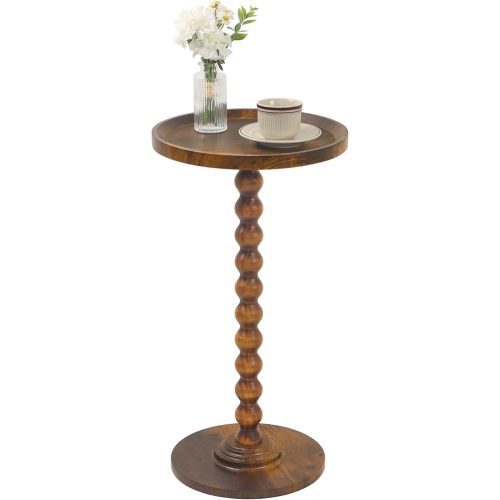 AWASEN Small Side Table, Round End Table for Small Spaces, Round Drink Accent Table Nightstand for Bedroom, Living Room, Corners, Office, Rustic Brown