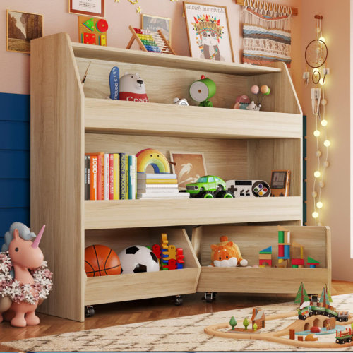 Isabelle & Max™ 3-Tier Toy Storage & Organizer Bookshelf with Cubbies & 2 Removable Drawers - Kids Room Multi-Functional Storage Solution & Reviews | Wayfair