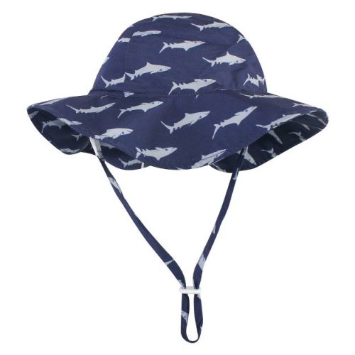 Hudson Baby Infant and Toddler Boy Sun Protection Hat, Blue Shark, 6-18 Months