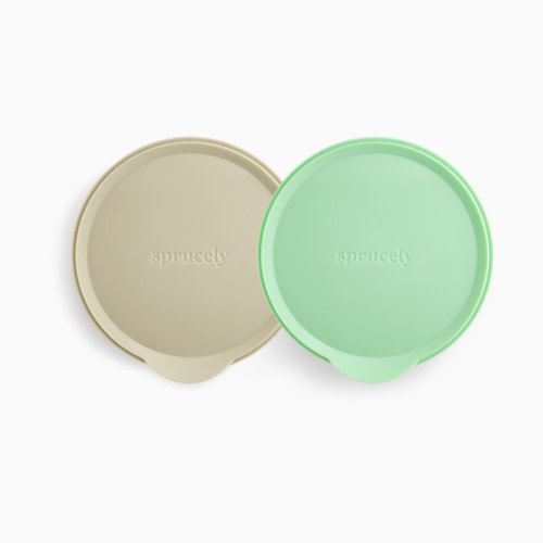 Suction Bowl with Lid (2 Pack) - Green/Sand