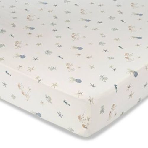 Crane Baby Cotton Sateen Fitted Crib Sheet - Sea Life Print: 60 Thread Count, 1-Pack, Standard Crib/Toddler Size