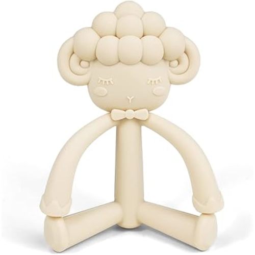 Ali+Oli Baby Sheep Teether - Soft Silicone Teethers for Babies 3+ Months, Gender Neutral Baby Teething Toy with Animal Shape, BPA and PVC Free Silicone Baby Toys - Freezable Sheep Teethers for Babies