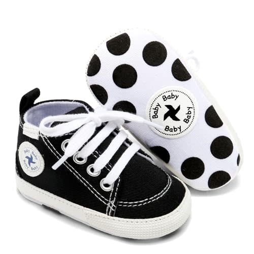 Baby Girls Boys Shoes Soft Anti-Slip Sole Newborn First Walkers High Top Canvas Denim Unisex Infant Sneaker