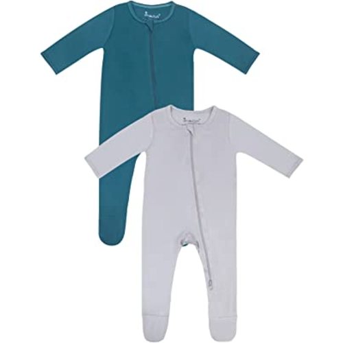 Jimonda Bamboo Pajamas,Unisex Baby One-Piece Footies,2-Way Zip closure