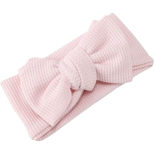 Baby Girl Month Infants And Toddlers Oversized Bow Headband Children's Knitted Knotted Headband Girls Headbands (Pink, One Size)