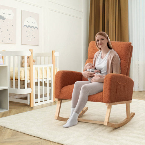 George Oliver Wasilewski Nursery Rocking Chair Rocker for Living Room with Solid Wood Leg & Reviews | Wayfair