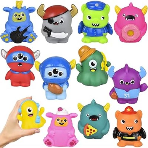 Assorted Rubber Monster Toy Monsters for Toddlers, Bath Birthday Baby Showers Classroom, Summer Beach and Pool Activity - 2" Inches (Pack of 12)