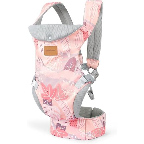 Baby Carrier Newborn to Toddler, Ergonomic Adjustable Toddler Carriers for 7-66 Lbs, Cozy Lightweight Infant Carrier with Neck Support, Baby Holder Carrier with Lumbar Support for Mom Dad