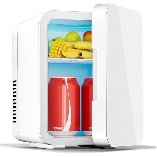 Mini Fridge for Bedroom - Portable 4 Liter/6 Can Cooler & Warmer for Skincare, Cosmetics, Makeup, Medicine & Food - Small Refrigerator with AC/DC Power for Home, Car, Dorm & Office