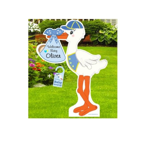 Welcome Home Baby Yard Stork Sign, It's a Boy or Girl, Personalized Baby Lawn Announcement, Newborn Birth Arrival Decoration, 4 ft tall