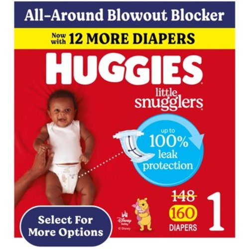 Huggies Little Snugglers Baby Diapers, Size 1 (8-14 lbs), 160 Ct (Select for More)