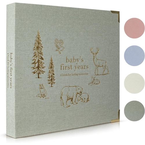 Keepsake Baby Memory Book for Boys and Girls – Timeless First 5 Year Baby Book – Gender Neutral Sage Baby Journal Scrapbook or Photo Album - A Milestone Book to Record Every Event from Birth to Age 5 - Sage Green