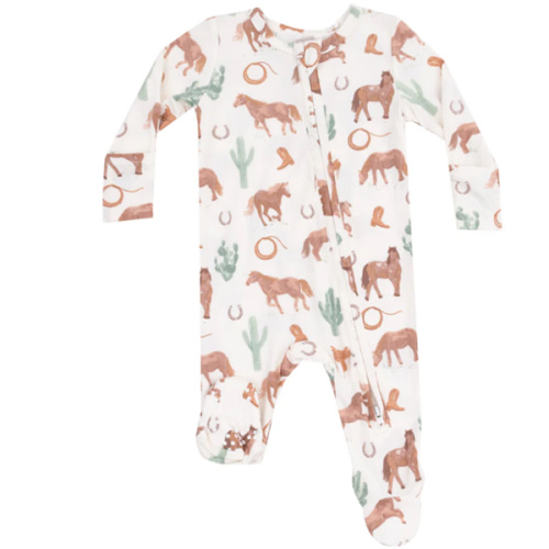 2 Way Zipper Footie - Western Horses Uni – Angel Dear