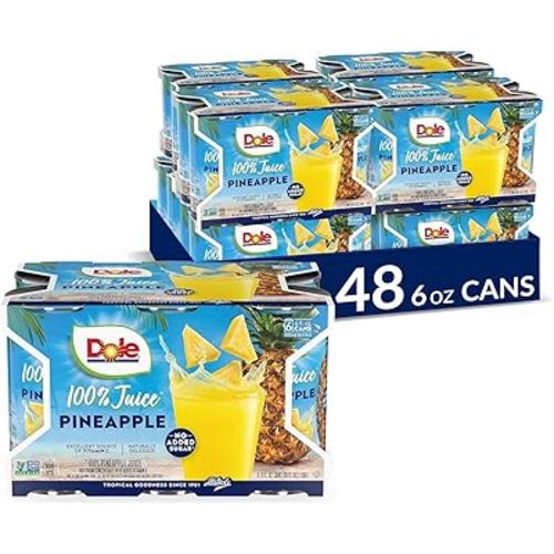 Dole Pineapple Juice, 100% Fruit Juice with Added Vitamin C, 6 Fl Oz (Pack of 6), 48 Total Cans