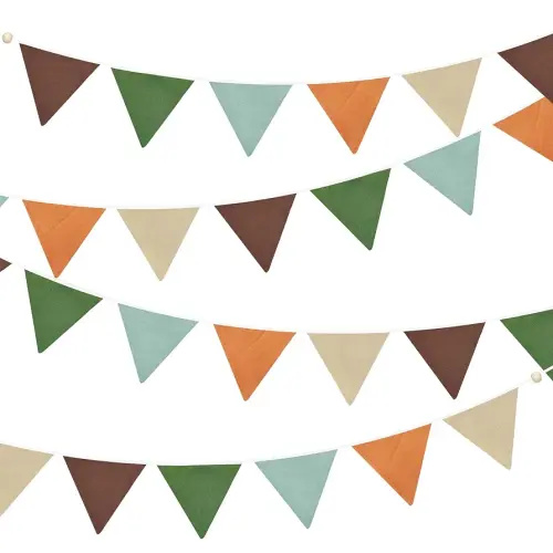 2 Sets of Orange Green Brown Pennant Banner 20Pcs Nursery Garland Flags Fabric Linen Triangle Streamers for Baby's Room Decor Kids Camping Jungle Safari Animal Birthday Baby Shower Party Decorations