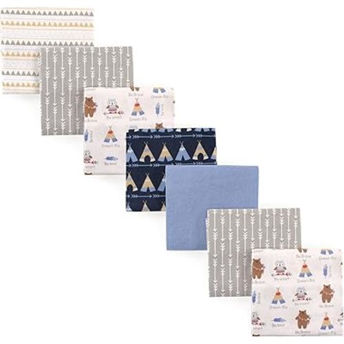 Luvable Friends Unisex Baby Cotton Flannel Receiving Blankets, Tribe 7-Pack, One Size