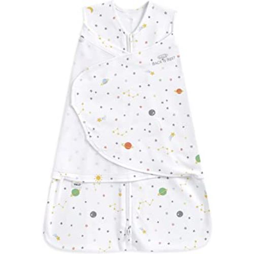 HALO 100% Cotton Sleepsack Swaddle, 3-Way Adjustable Wearable Blanket, TOG 1.5, Space, Small, 3-6 Months