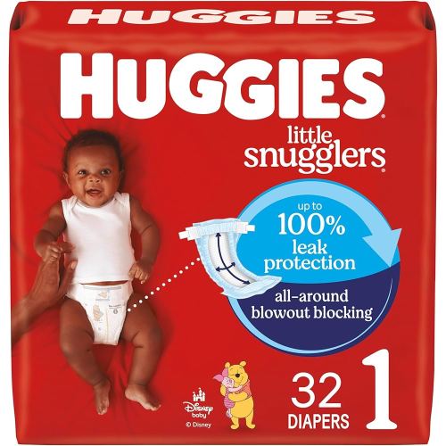 Huggies Size 1 Diapers, Little Snugglers Baby Diapers, Size 1 (8-14 lbs), 32 Count, Packaging May Vary